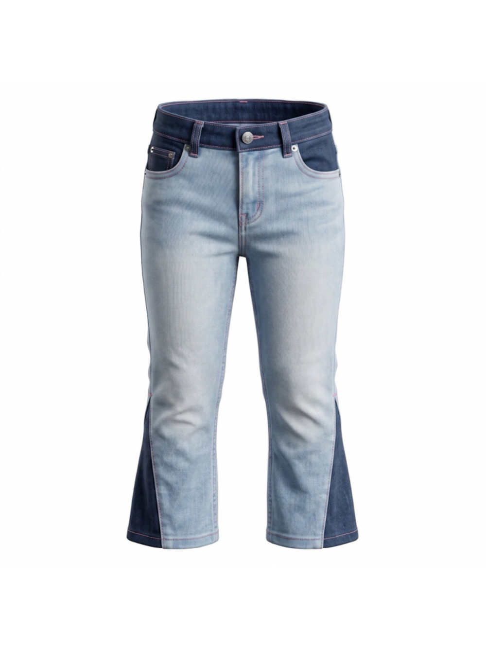 True Religion Joey High Rise Flare Jeans Blue Two Tone Insert Panel Hem Girls 12